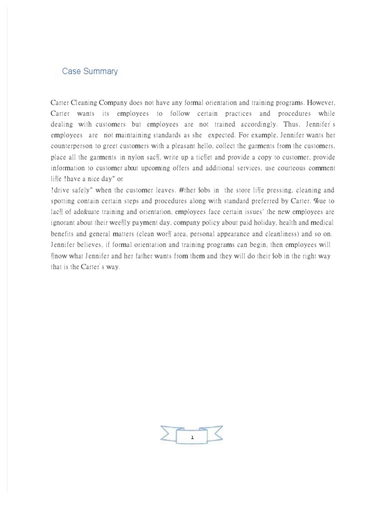 Carter Cleaning Company Case HRM PDF Employment Employee Benefits