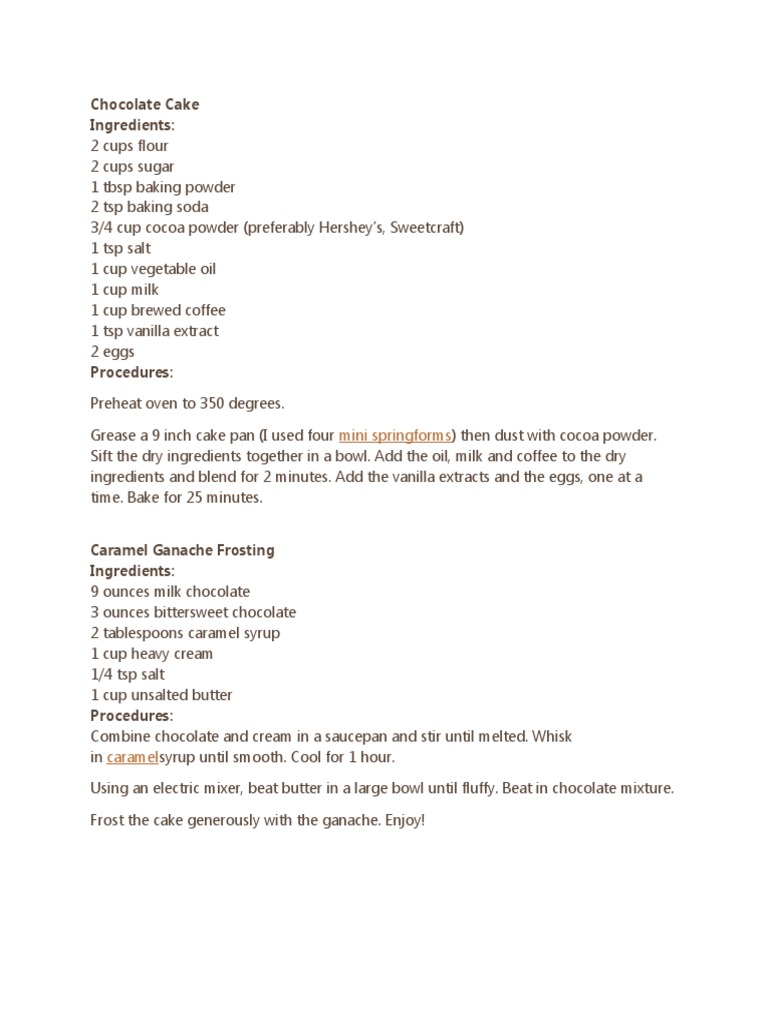 Delicious Chocolate Cake Recipe | PDF