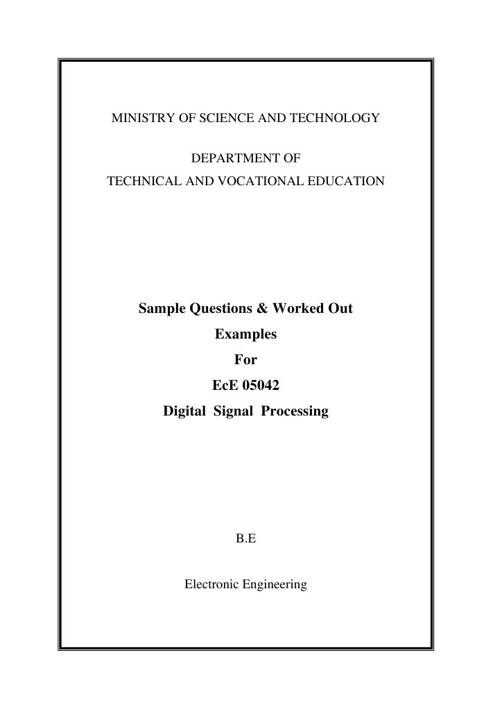 Sample Questions for Digital Signal Processing | PDF
