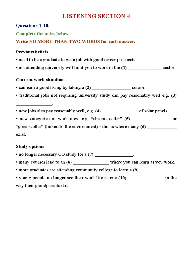 Listening Section 4 | PDF
