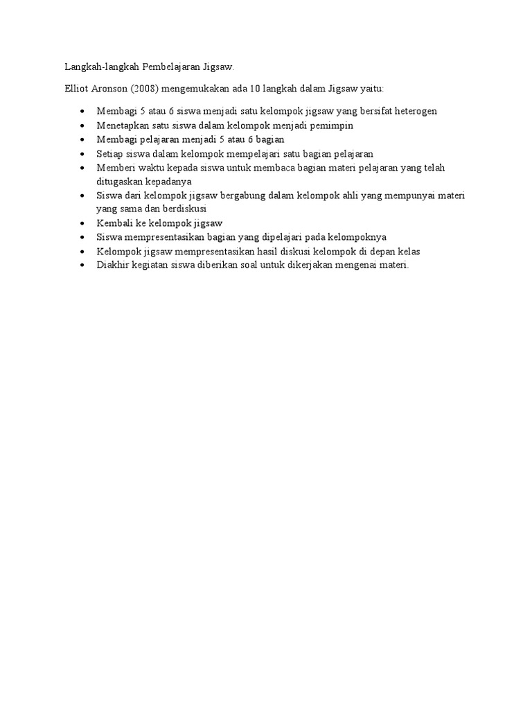 Langkah langkah pembelajaran jigsaw pdf