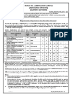 Indian Oil Corporation Limited Recruitment for Experienced Non-Executive Personnel