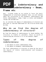 Kinematic Indeterminacy and Static Indeterminacy - Beam, Frame Etc