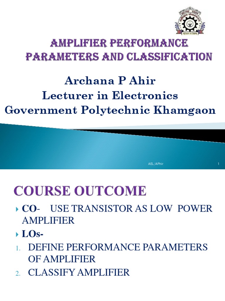 Amplifier Performance Parameters and Classification PDF Amplifier