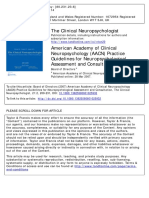 American Academy of Clinical Neuropsychology AACN Practice Guidelines For Neuropsychological Assessment and Consultation
