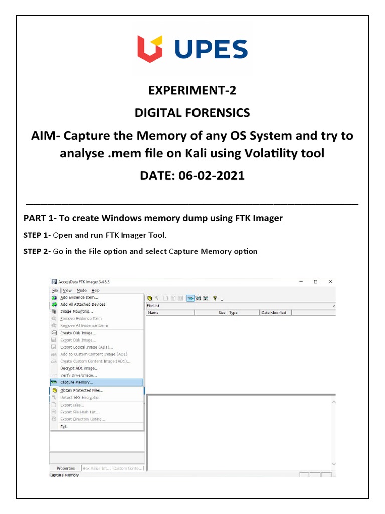 Experiment-2 Digital Forensics AIM-Capture The Memory of Any OS System ...