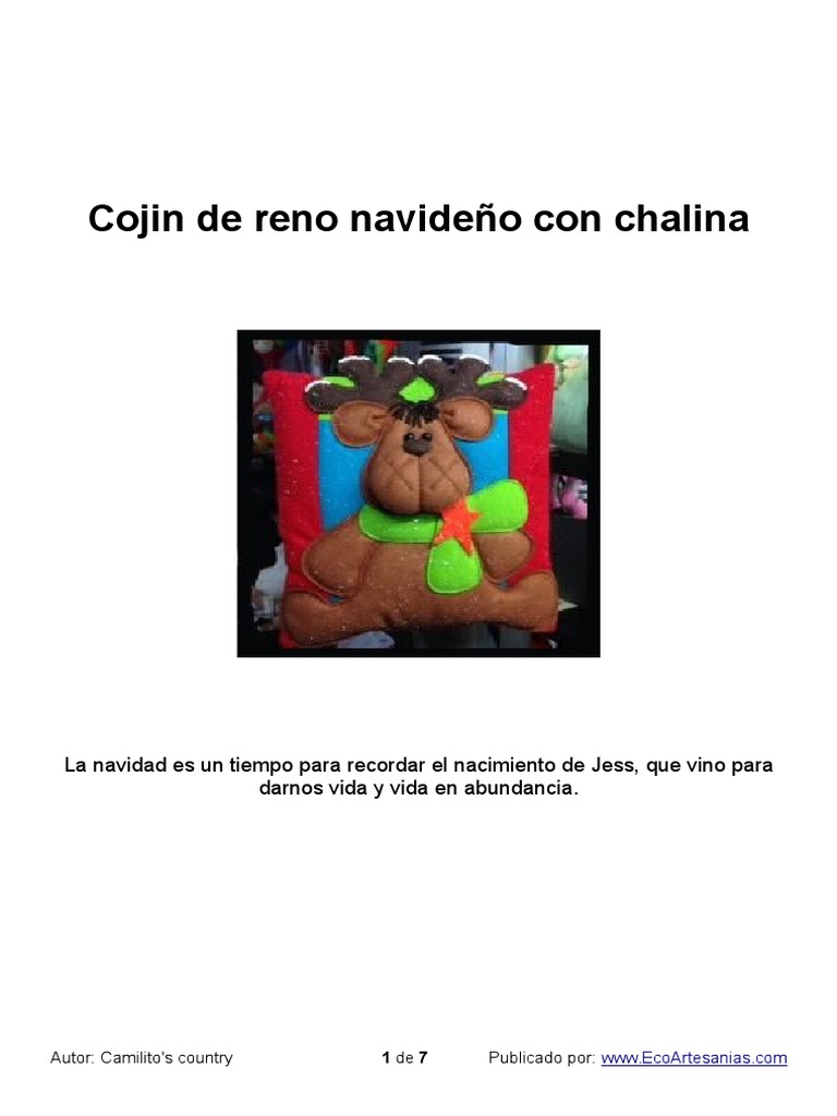 Cojin de Reno Navideño Con Chalina | PDF | Hogar, jardinería y ...