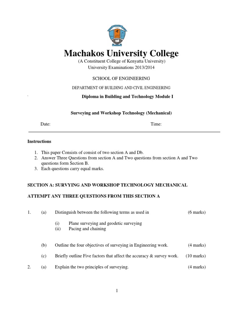 Diploma Module 1 - Surveying and Workhop | PDF | Surveying