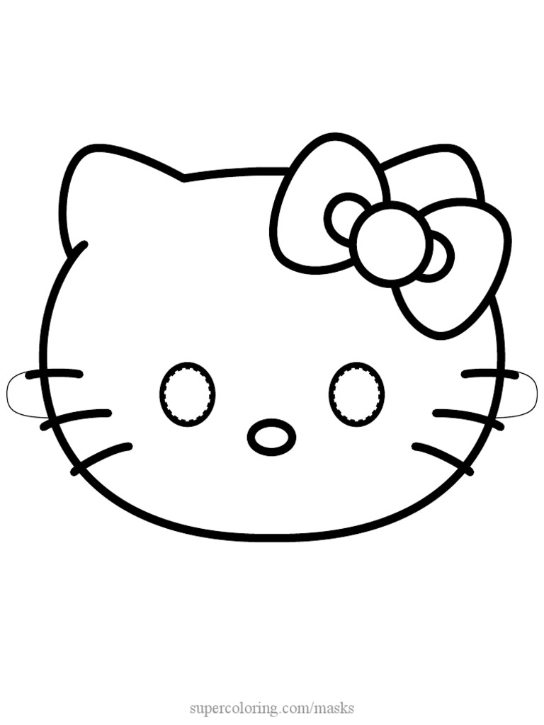 Hello Kitty Mask Outline Paper Craft PDF