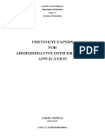 Pertinent Papers FOR Administrative Officer Ii (Ao I) Application