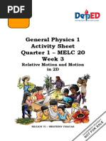 GenPhysics1 - Q1MELC20W3 Relative Motion and Motion in 2D