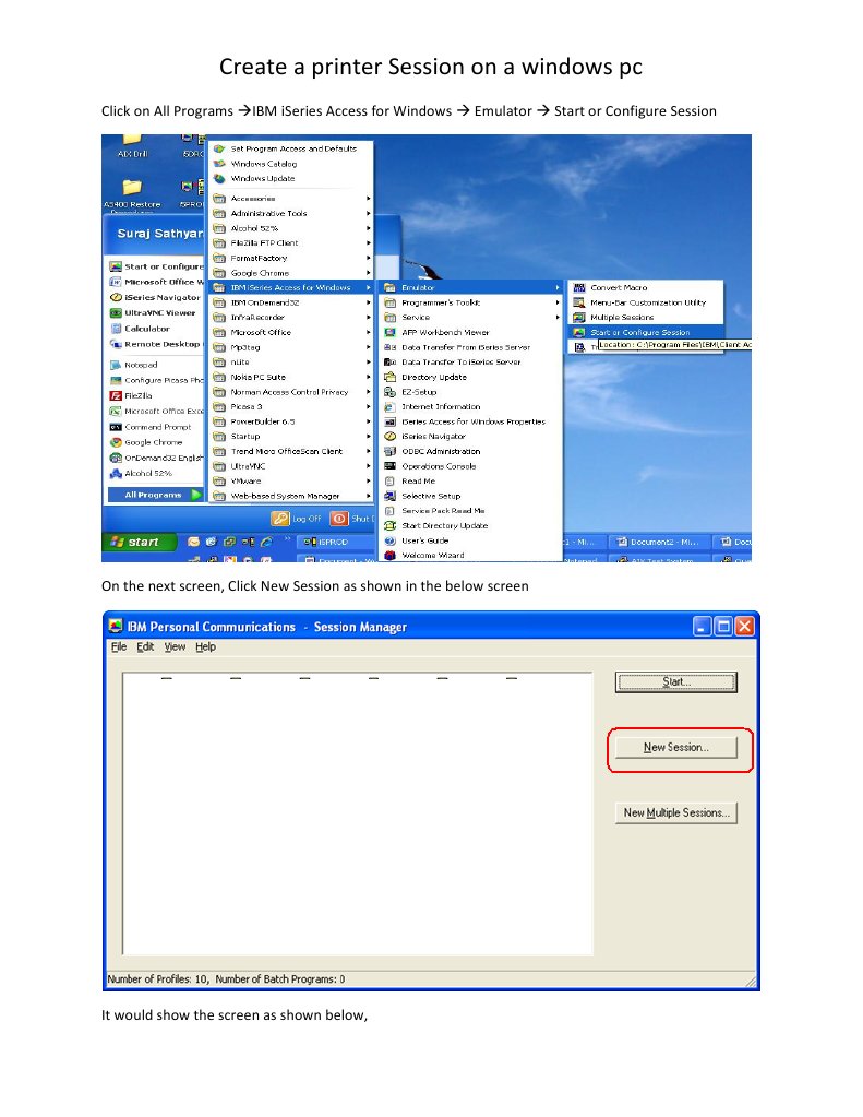 PRINTER SESSION AS400 visual data 3