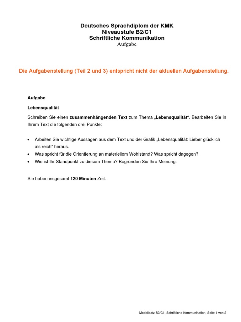 Modellsatz 1 B2-C1 SK Mit Warnhinweis | PDF
