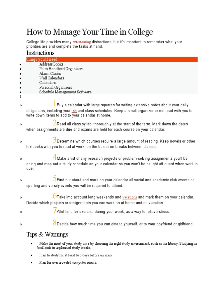 How To Manage Your Time in College | PDF | Cognition