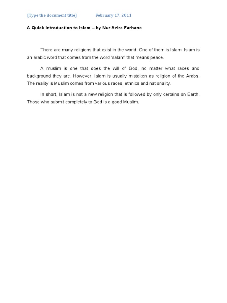A Quick Introduction To Islam | PDF