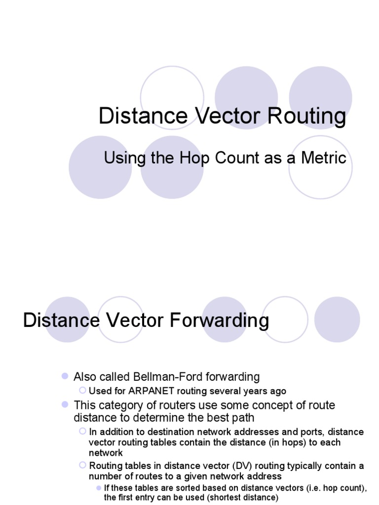 Distance Vector Routing Using The Hop Count As A Metric Download