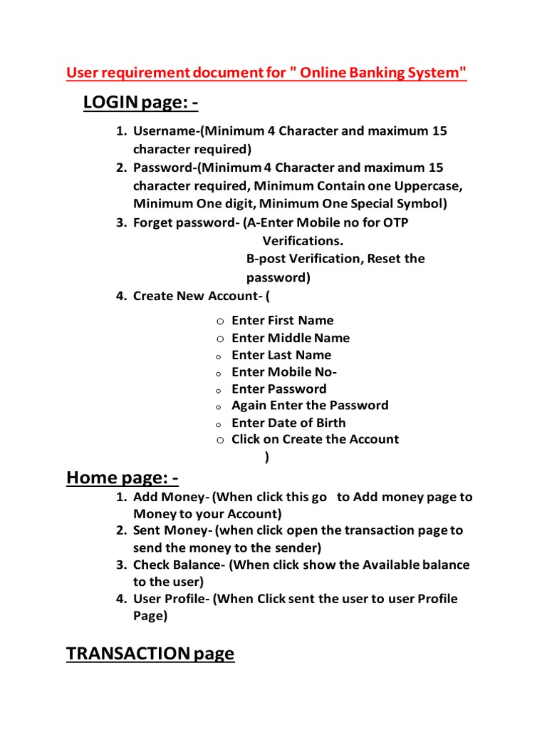 User Requirement Document For | PDF