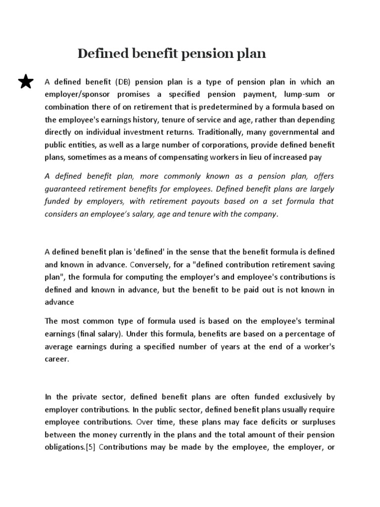 Understanding Defined Benefit Pension Plans | PDF | Defined Benefit ...