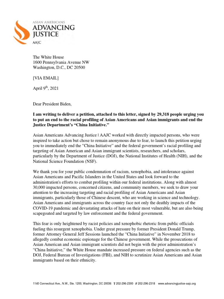 Xxx Sani Lewal Ka - Petition To Stop The Racial Profiling of Asian American & Asian Immigrants  - Advancing Justice - AAJC | PDF | American Government | Federal Bureau Of  Investigation