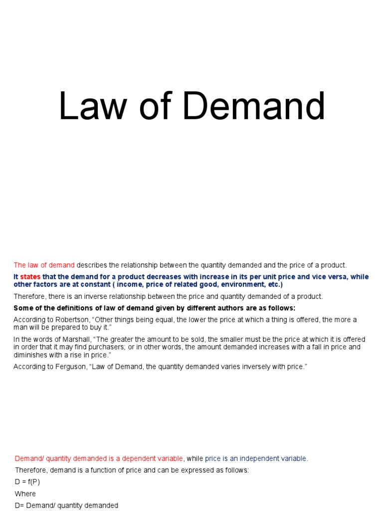 The Law of Demand: An In-Depth Explanation of the Relationship Between ...