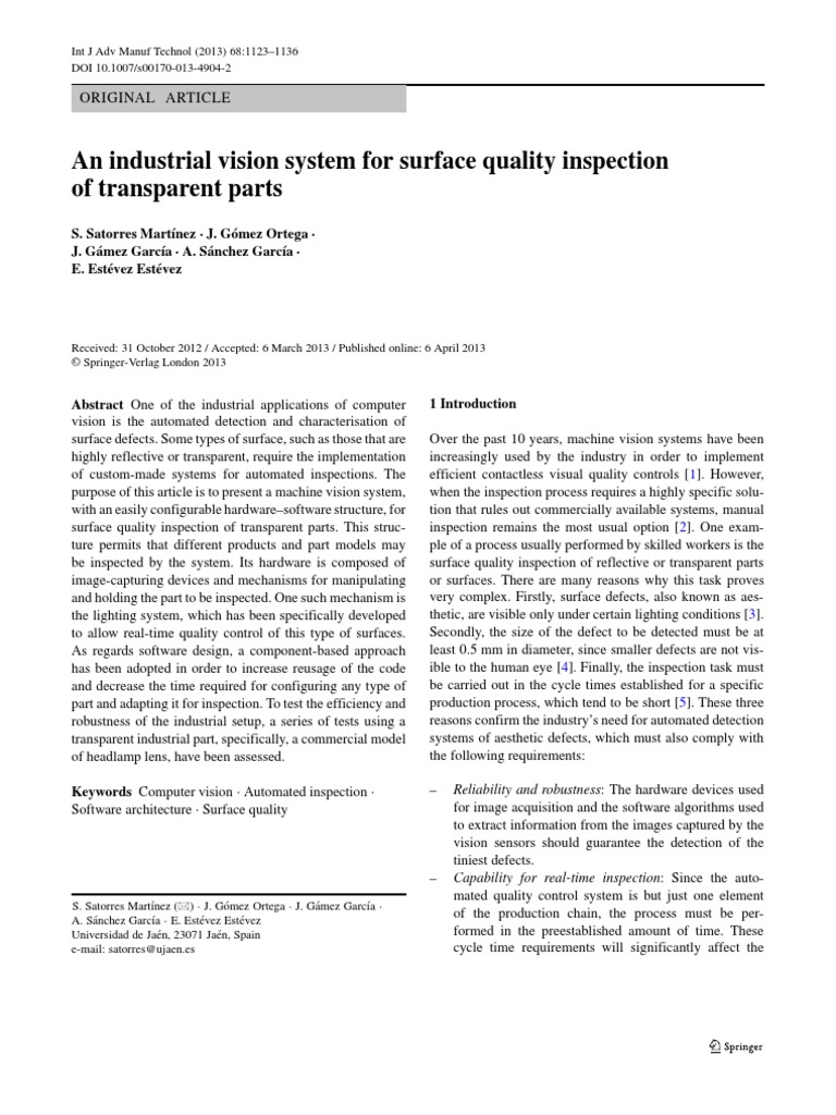 An Industrial Vision System For Surface Quality Inspection of ...