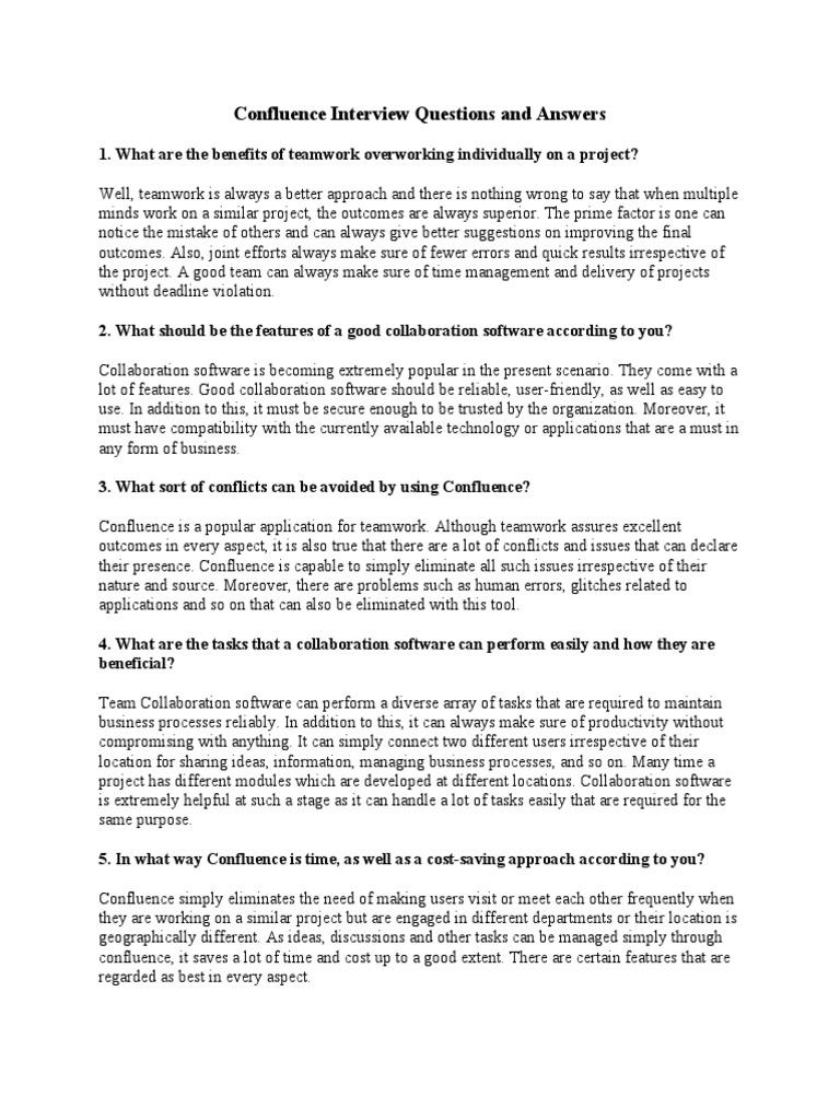 Confluence Interview Q&A Guide | PDF | Project Management | Business