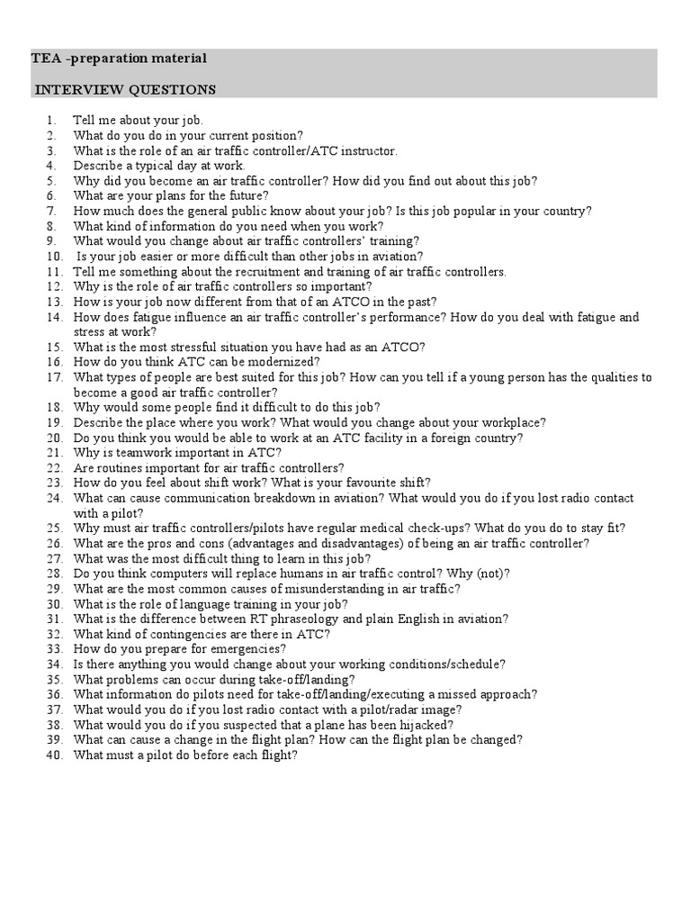 TEA Test Preparation PDF Air Traffic Control Airport