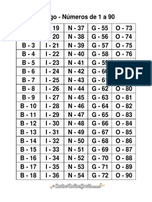 Numeros de Bingo 90 para Imprimir | PDF