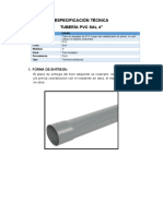 Tubería PVC sal 4 especificación técnica