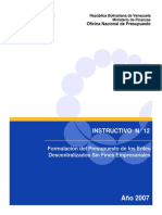 Instructivo n12 Formulacion Del Presupuesto Onapre-2007