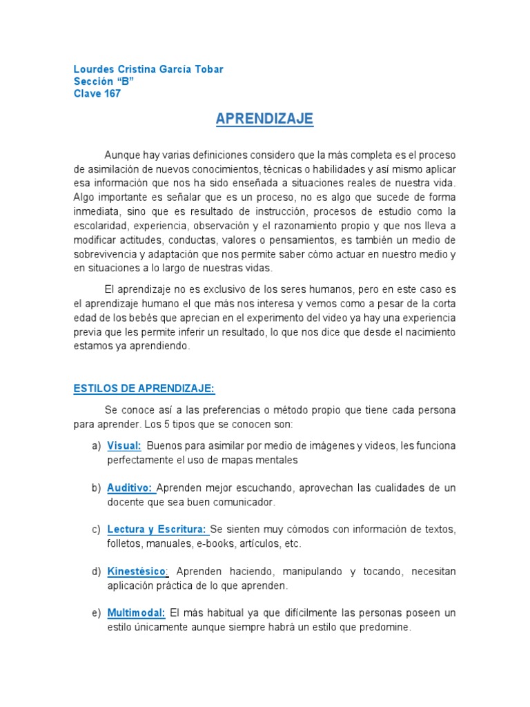 Aprendizaje | PDF | Crecimiento personal y profesional