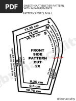 Pattern: Sweetheart Bustier Pattern With Measurements Patterns For S, M & L