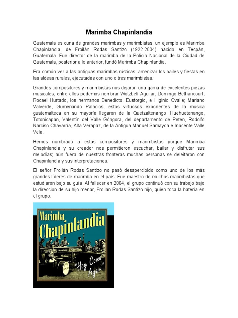 Biografias de Grupos de Marimba de Guatemala PDF Guatemala Concierto