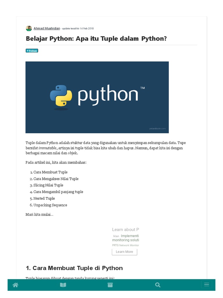 Apa Itu Tuple Dalam Python - PETANIKODE | PDF | Karier & Perkembangan ...