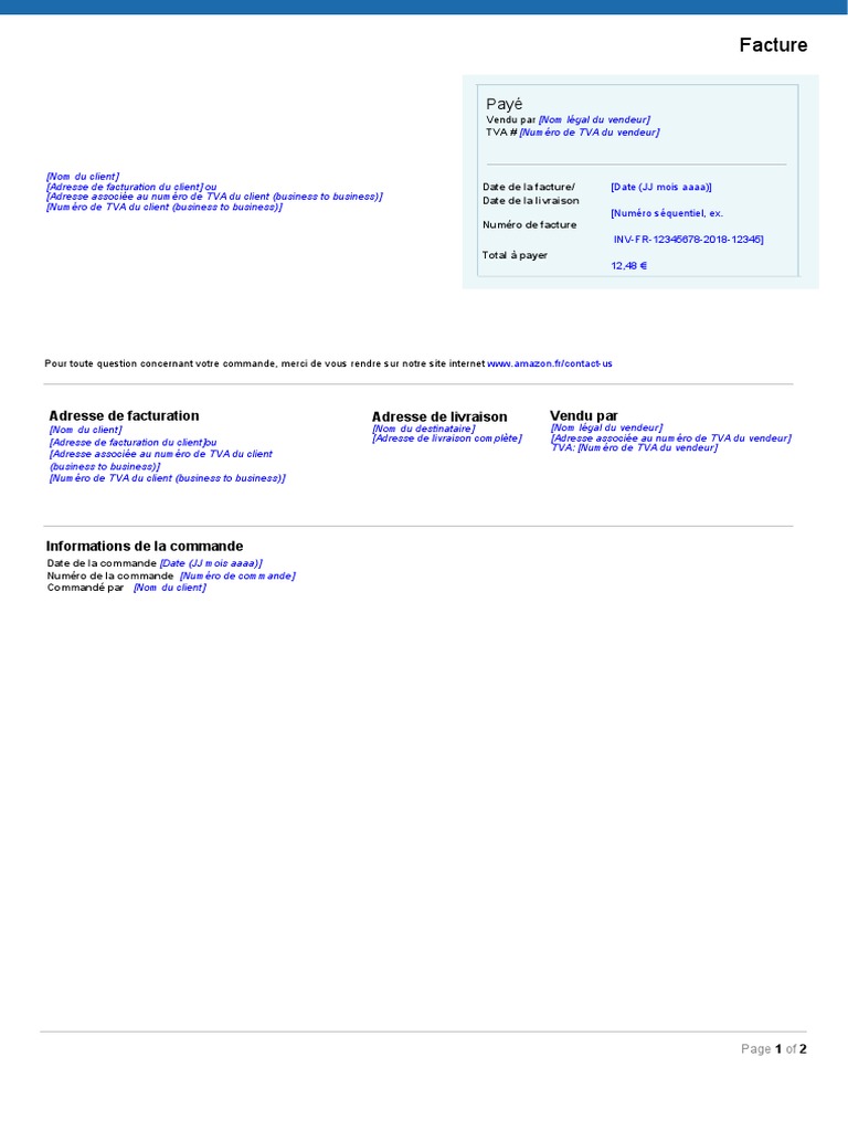 TCS VAT Invoice Template FR v3. V1198675309 | PDF | Taxe sur la valeur ...