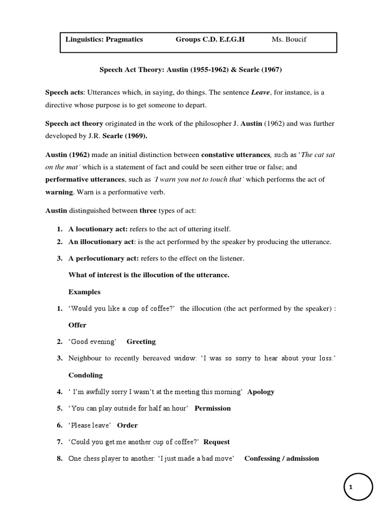 Speech Act Theory | PDF | Human Communication | Linguistics