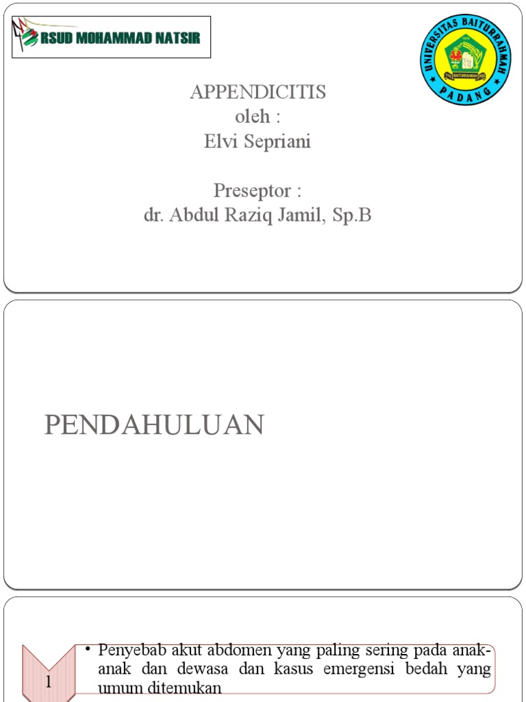 Panduan Lengkap Apendisitis: Gejala & Penanganan | PDF