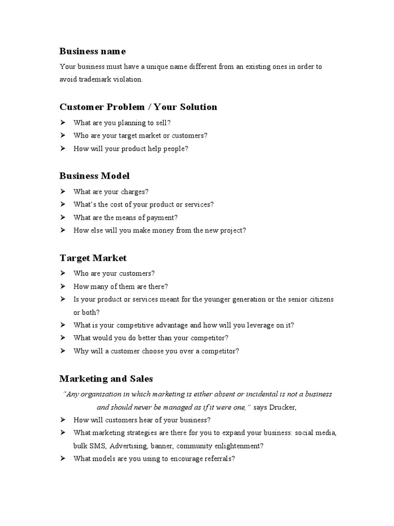 Two-Page Business Plan Template | PDF
