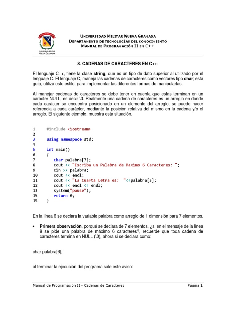 Manejo de Cadenas en C++ | PDF | C ++ | Estructura de datos de matriz