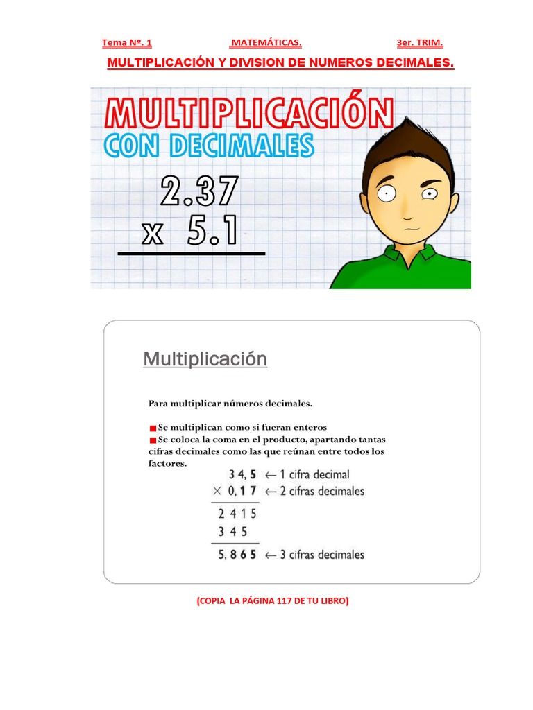 Multiplicación y División de Decimales | PDF | División (Matemáticas) |  Aritmética, image size:768x1024