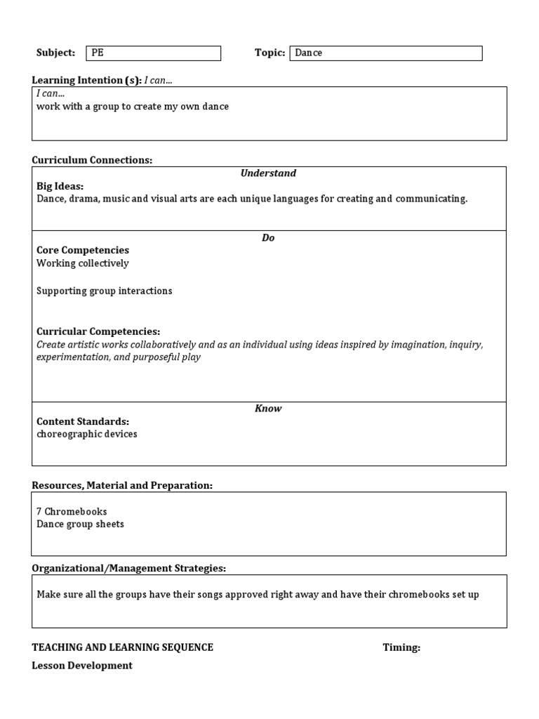 Pe Lesson Plan - Group Dance-2 | PDF | Language Arts & Discipline ...