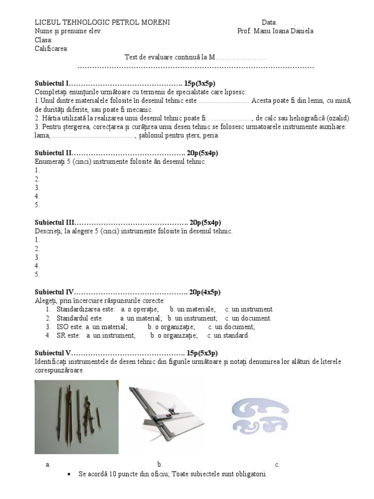 Test de Evaluare m1 9c Ip | PDF