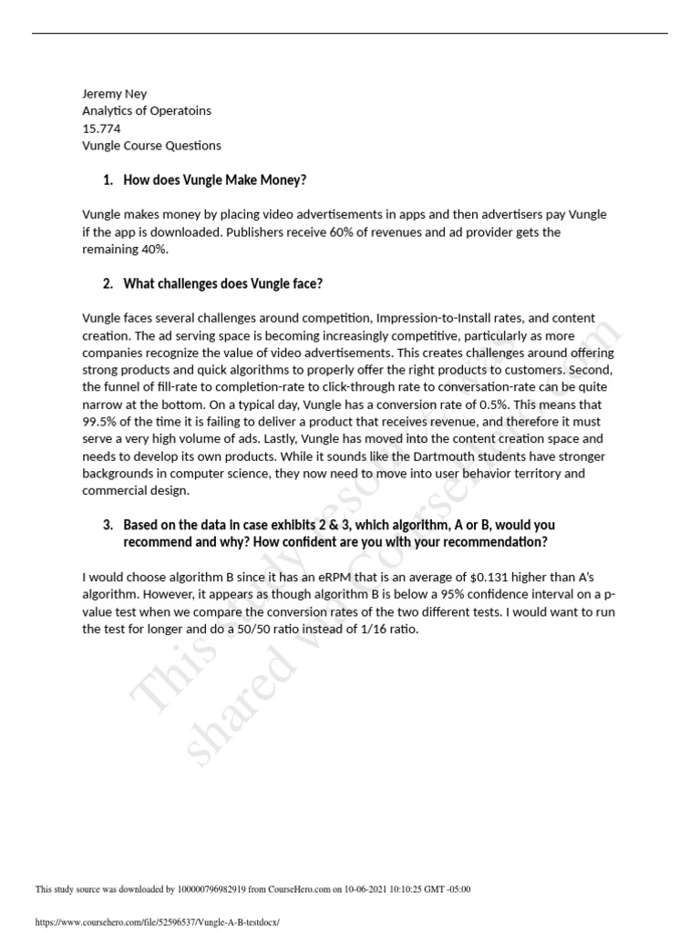 Vungle A B Test | PDF | Computing | Communication