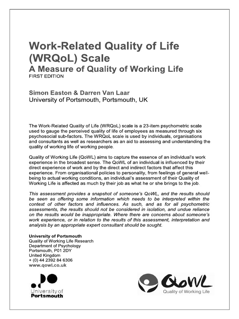 Work-Related Quality of Life Scale | PDF