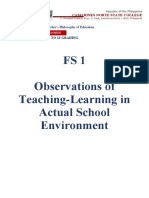 FS1 Observations of Teaching-Learning in Actual School Environment