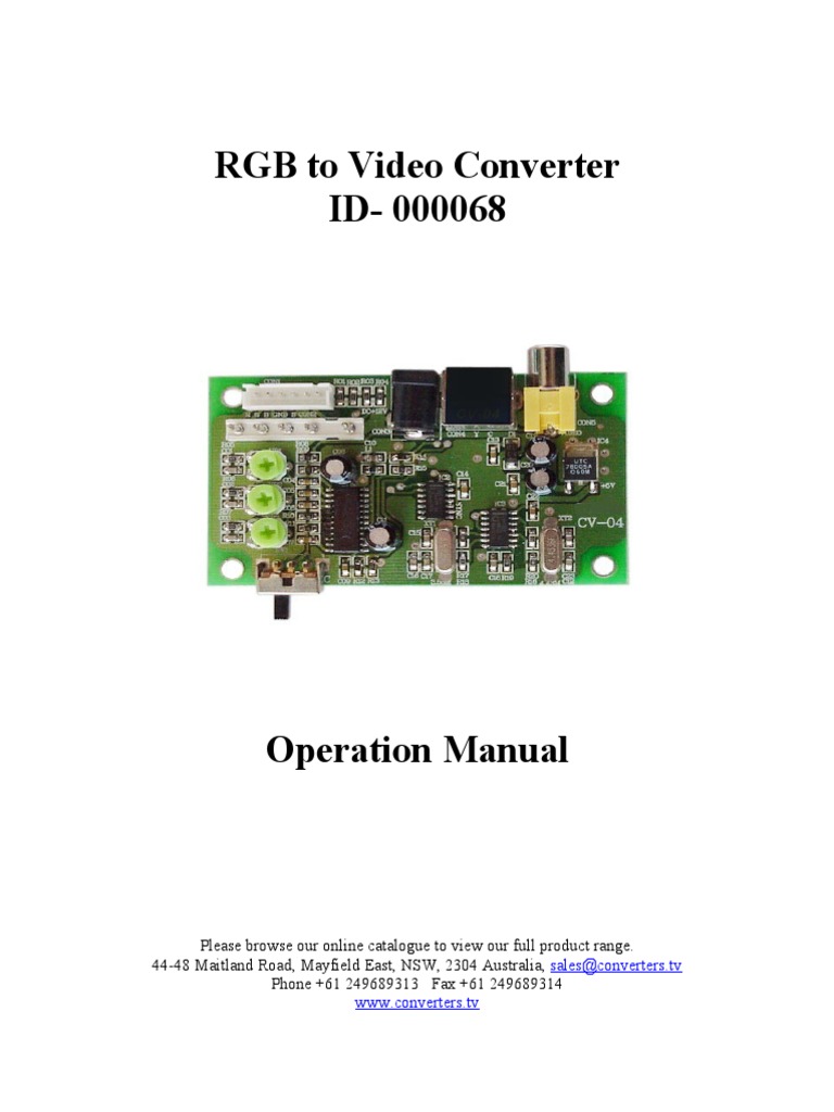 RGB to Video Converter Manual | PDF | Media Formats | Media Technology