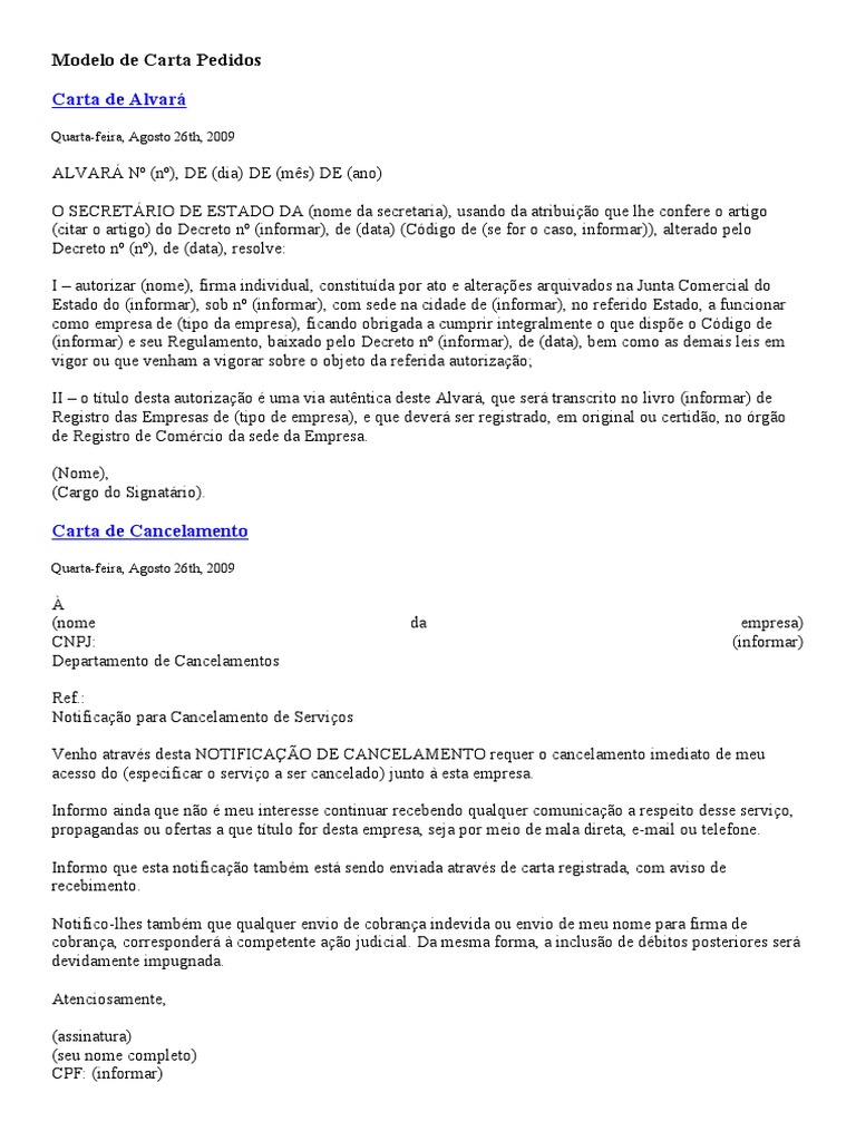 Modelo de Carta