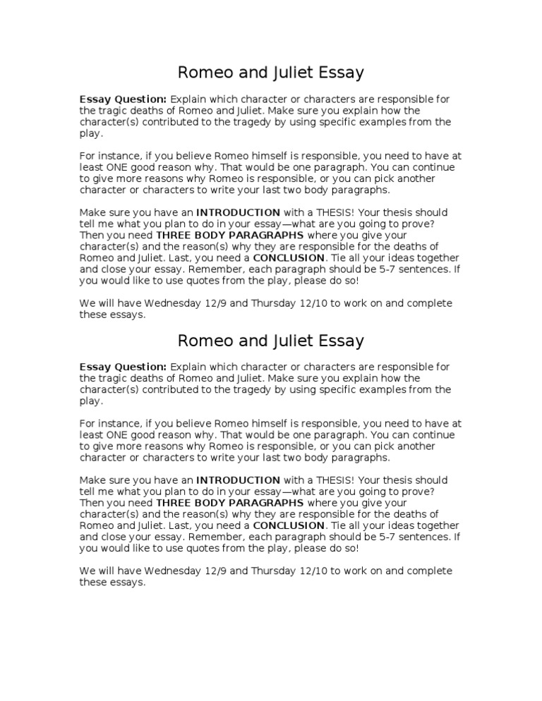 good romeo and juliet essays