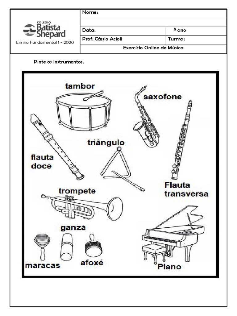 Aula 1 - Pinte Os Instrumentos | PDF