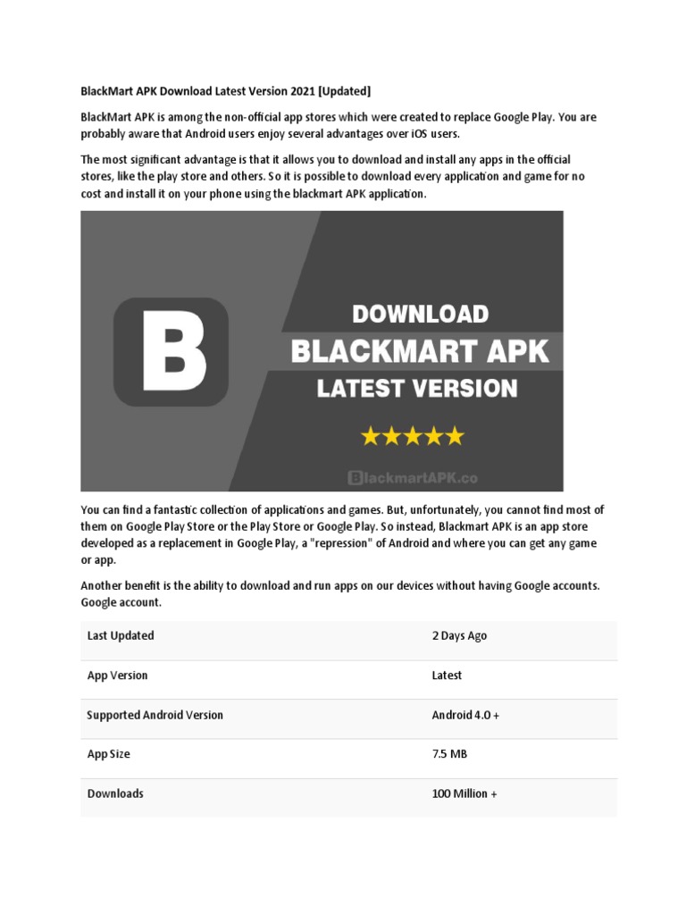 BlackMart APK Download Guide 2021 PDF Mobile App Google Play